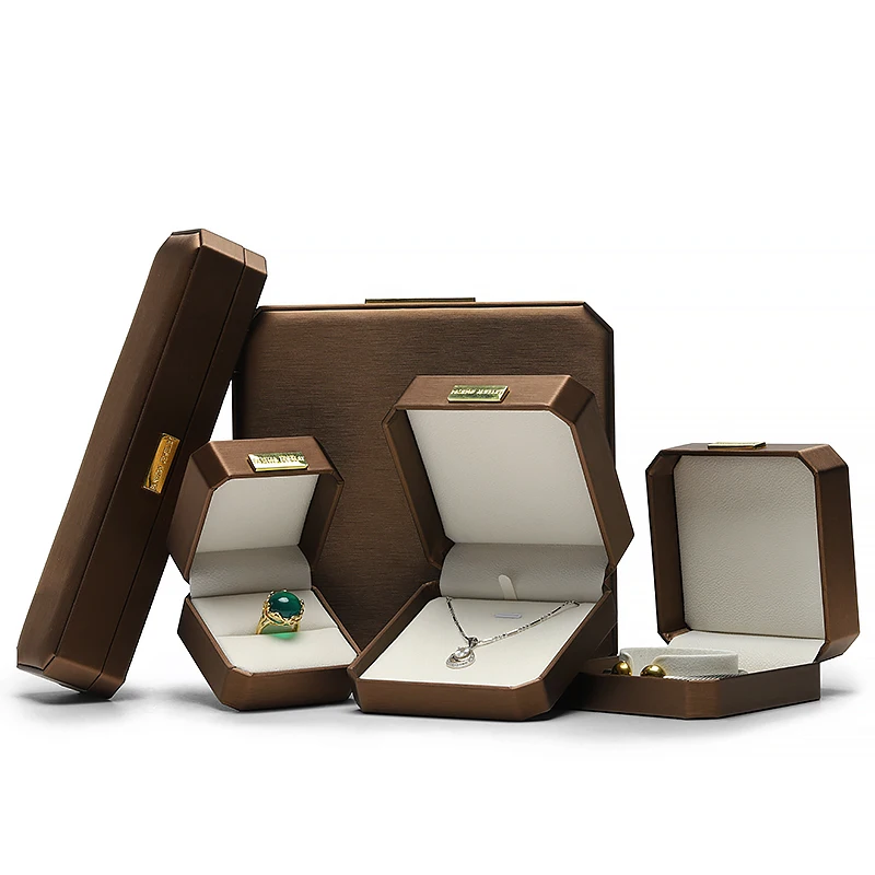 Wholesale PU Leather Ring Pendant Bangle Bracelet Necklace Boxes  Ornament Gift Custom Storage Jewelry Box Logo