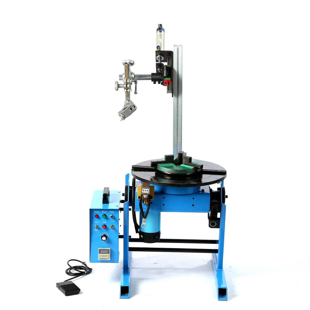 30KG Welding Turntable Welding Positioner Rotary HD-30 With WP200 Lathe Chuck And Pneumatic Torch Holder Center Hole 25mm /65mm