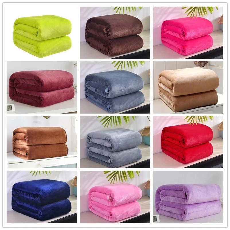 RTS Cheap Price Warmer Blanket 70*100CM Custom Solid 230gsm Other Throw Fleece Flannel Blankets for winter