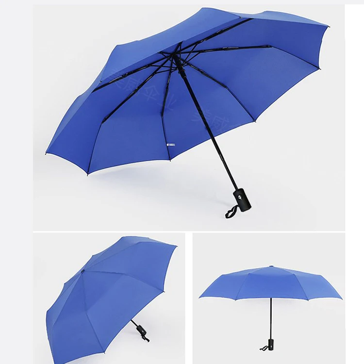 Fully Automatic 23-Inch 8K Bones 3-Fold Umbrella with Custom Logo Print Plastic Handle Modern Design Style Adults Business Gifts