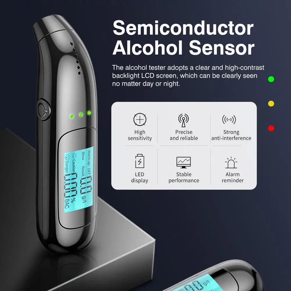 Rechargeable Portable Digital Non-Contact Breathalyzer Air Blowing Detector Alcohol Tester