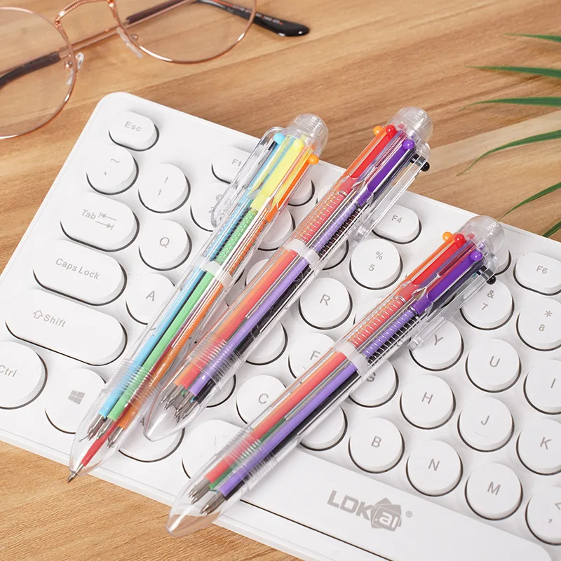 Wholesale of six-color ballpoint pen, multi-color plastic colored oil pen, student stationery