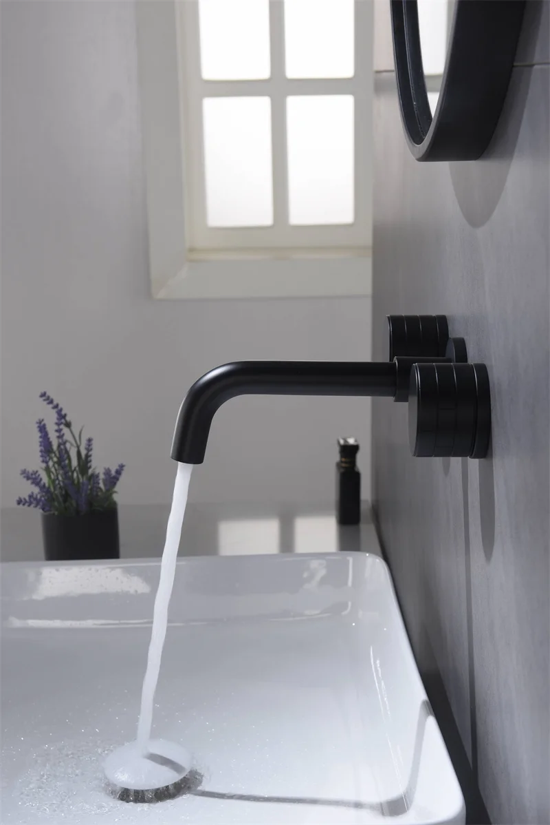 8 Inch Widespread Bathroom Sink Faucet Waterfall 2-Handle 3 Holes Wall Mount Wash Hand Basin Mixer Tap