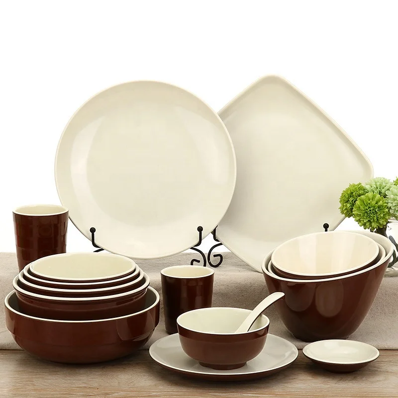 Unbreakable melamine bowl  Custom Commercial Two-color Sauce bowl tableware expenses white noodle salad soup Small bowl