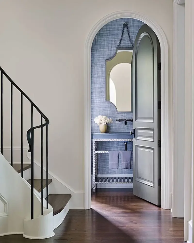 Composite modern arch door design solid laminated light luxury European style interior wooden door