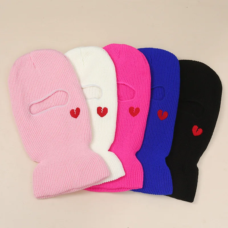 High quality full face 1 hole designer embroidery logo ski mask winter beanie hat for men women