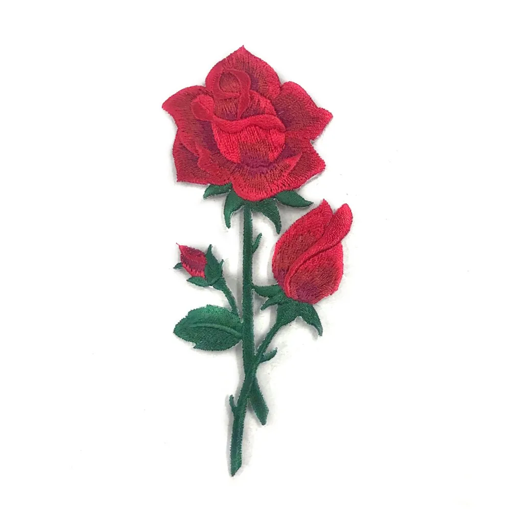 3D Rose Flower Embroidered Patches Custom Iron On Embroidery Patches