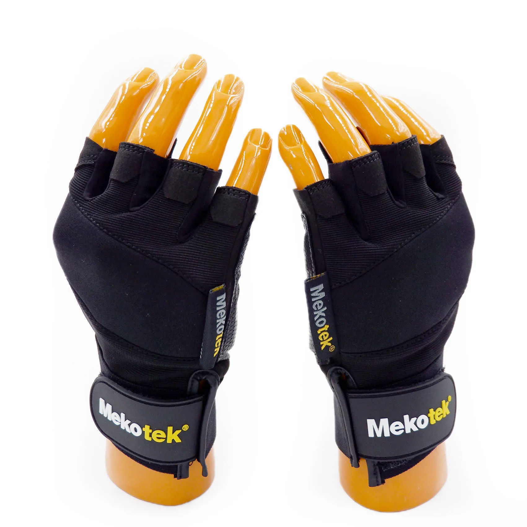 flexible and elastic black microfiber sew structure half finger anti-vibration soft wear resistant safe gloves