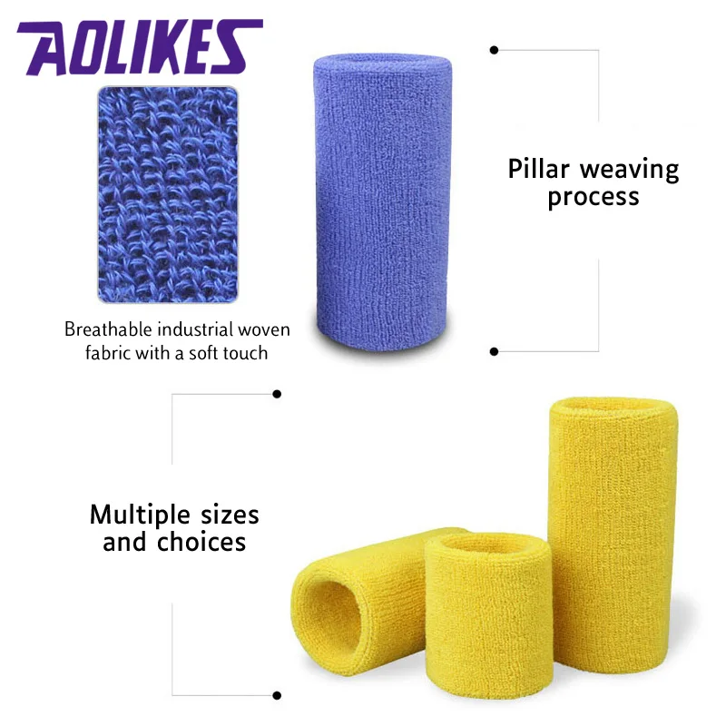 Aolikes Custom Logo Breathable Elastic Cotton Towel Wholesale Sports Wrist Guard Strength Training Sweatband