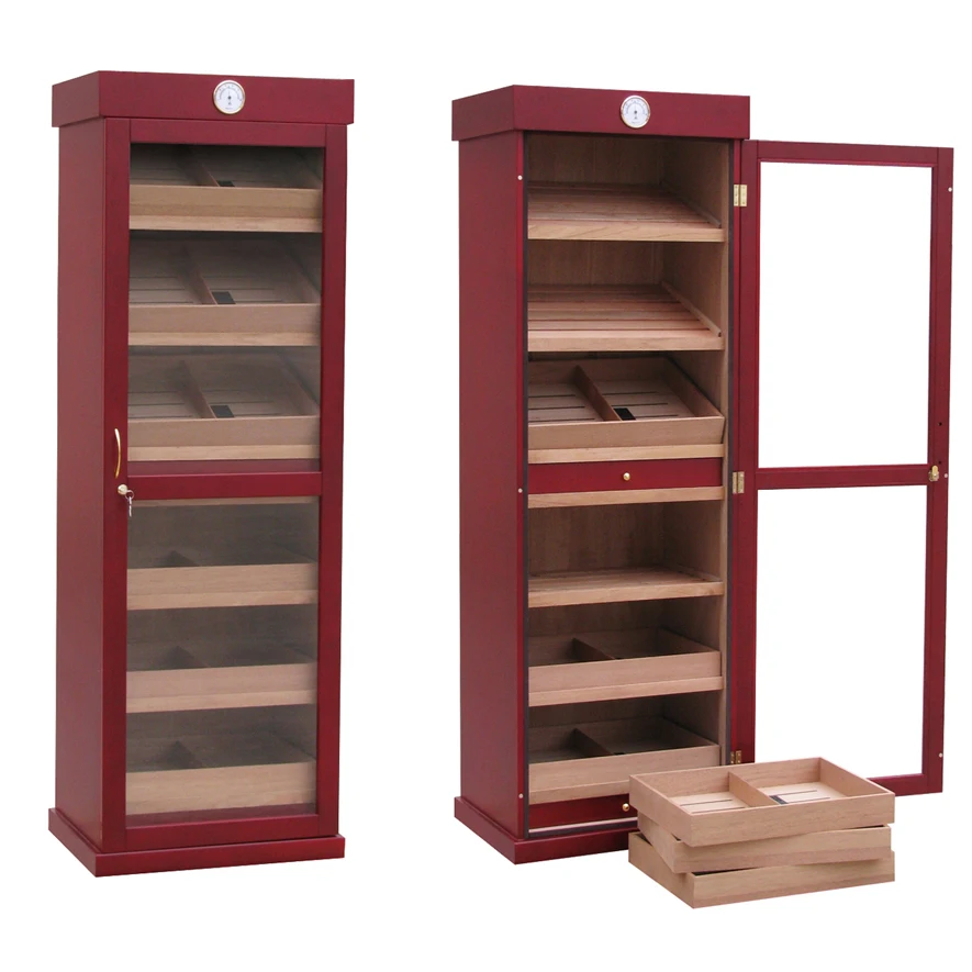 Lonten Wholesale Custom one door Spanish Cedar Cigars cabinet  display Box Storage Humidors humidor cigar cabinet raching