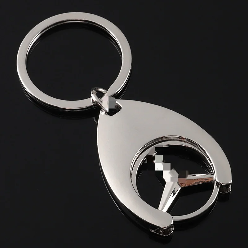 Apply to mercedes-benzAudicar logo metal key chain supermarket trolley coin key ring pendant