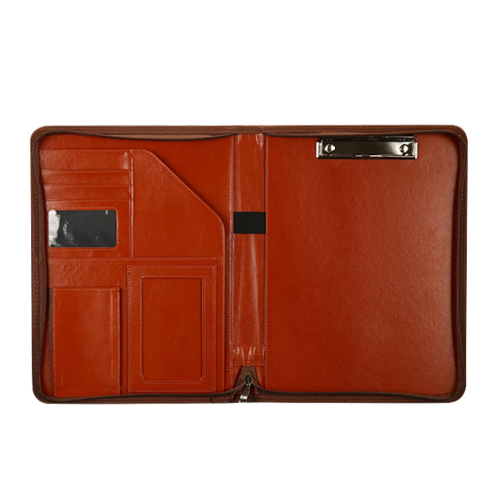 A4 File Portfolio Folder Document Bags PU Leather Notepad Multi-function Card Holder Pen File Clip Calculator