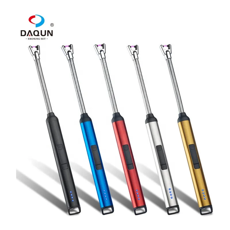 Производитель 360 вращающиеся электрические ветрозащитные перезаряжаемые зажигалки с длинным шеей