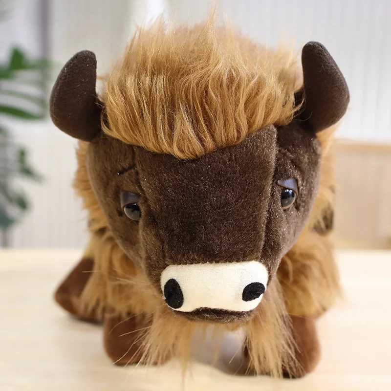 Wholesale highland cow plush toys scottish highlander bison simulation plush cow stuff animals for kids