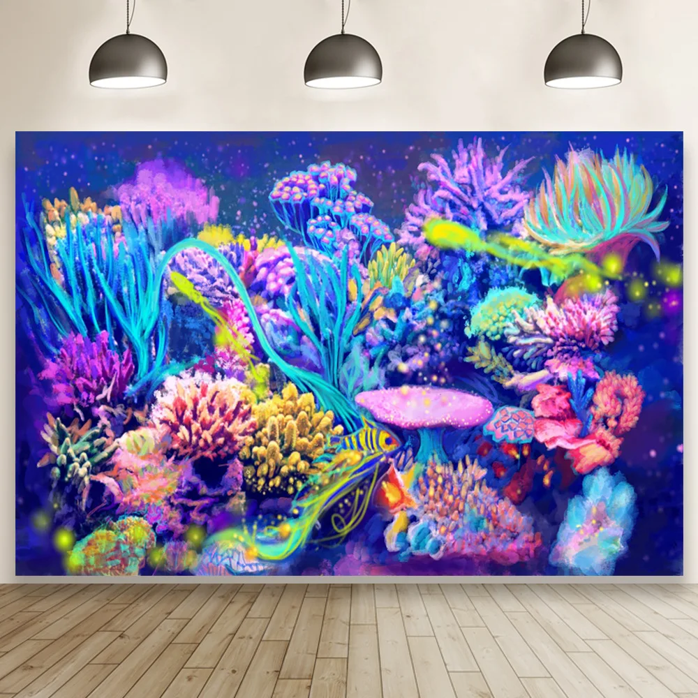 New marine fish coral 3D photo material photography background cloth decorative banner