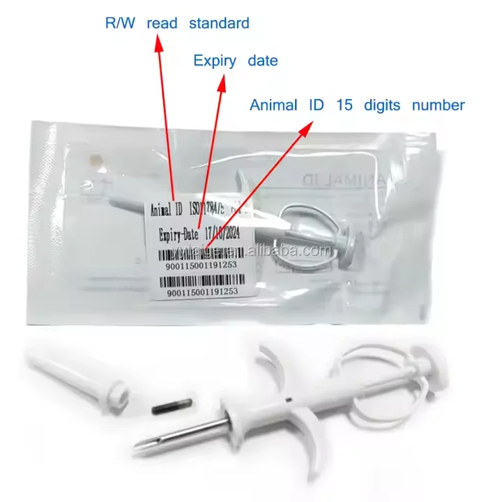 1.4*8mm Injectable Animal tracking microchip with syringe universal glass tag NFC implant RFID pet microchip for Dog Cat sheep