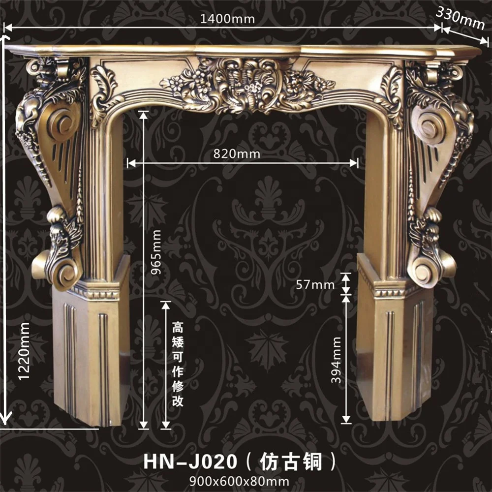 green building decoration material European style PU fire place fireplace mantel