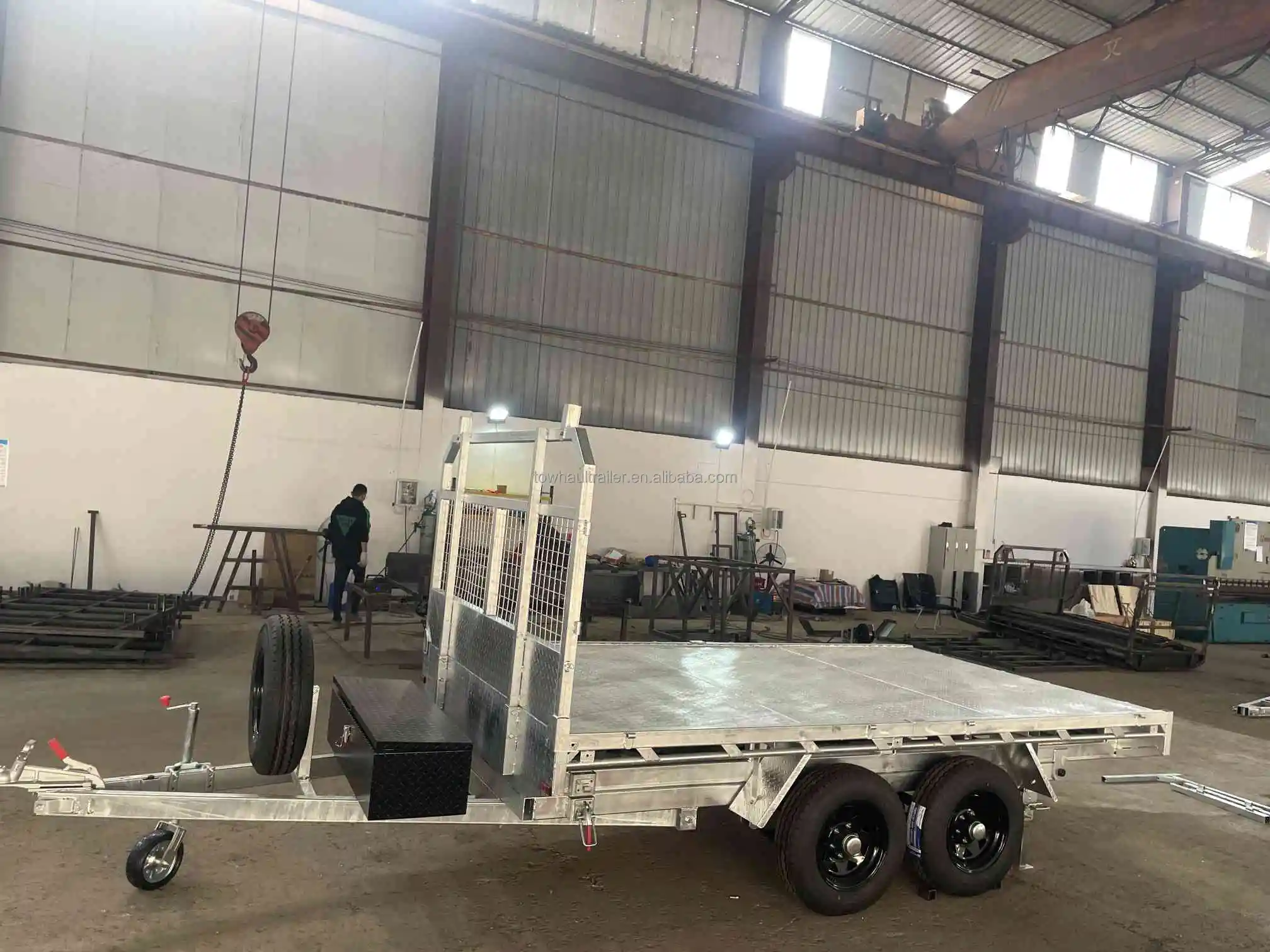 10x6 10x7 12x7  Galvanized Tandem Axle Flatbed Flattop Trailer 2000kg ATM with Headboard