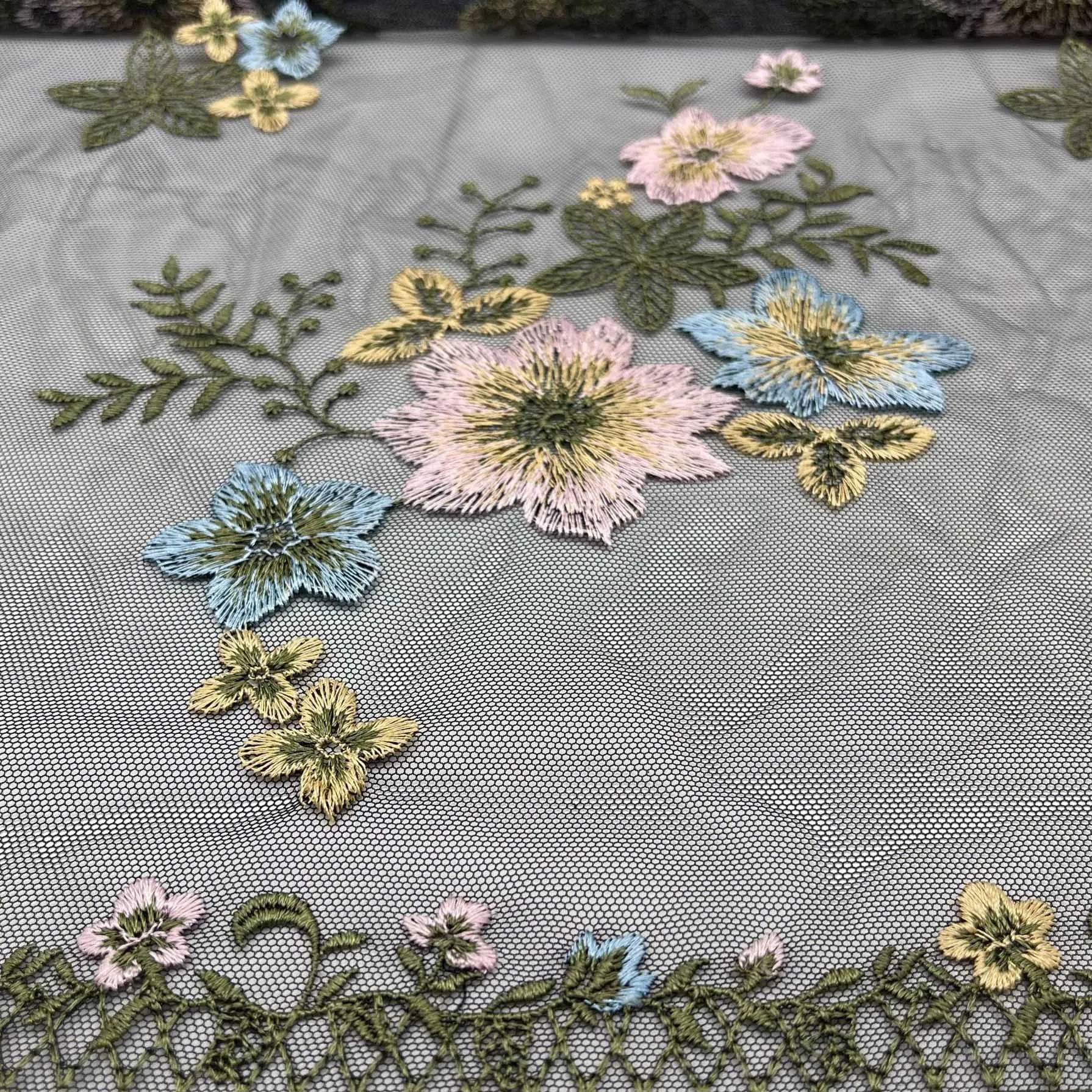 Elegant soft tulle embroidery fabric lace for dress