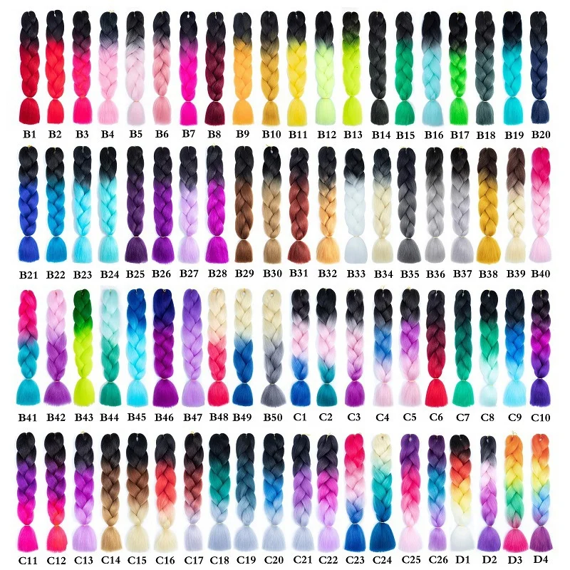 24 Inch 100g Ombre Rainbow Braiding Synthetic Hair Extensions For Cosplay Party Halloween Jumbo Braiding Hair