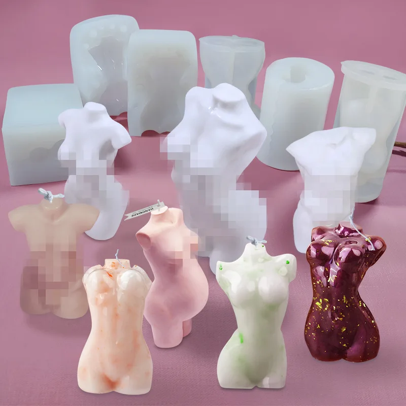 Custom Human Torso Cement Wax Mould DIY 3D Plaster Curvy Female Women Man Body Silicone Candle Molds For Epoxy Resin
