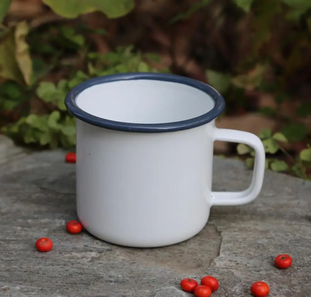 high quality 0.5 mm carbon steel square shape hand enamel camping  mug