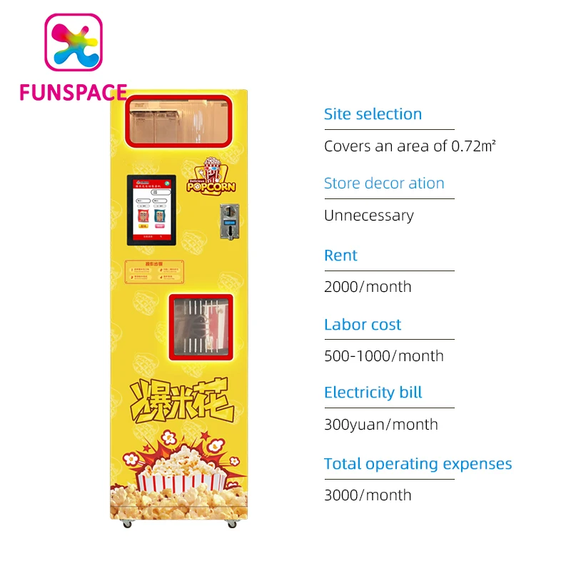 Funspace Electric Automatic Commercial Popcorn Machine Fully Automatic Indoor and Outdoor Popcorn