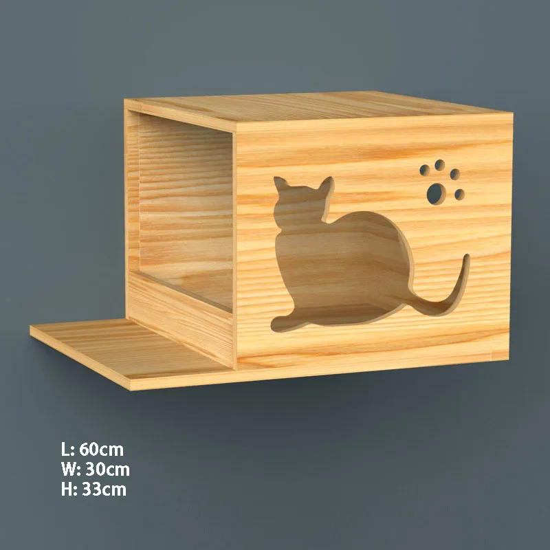 Wall mounted Cat Climbing Ladder Wood Stairs Jumping Platform Frame Kitten Shelf Board DIY Pet Furniture Tree Cat Three Wall