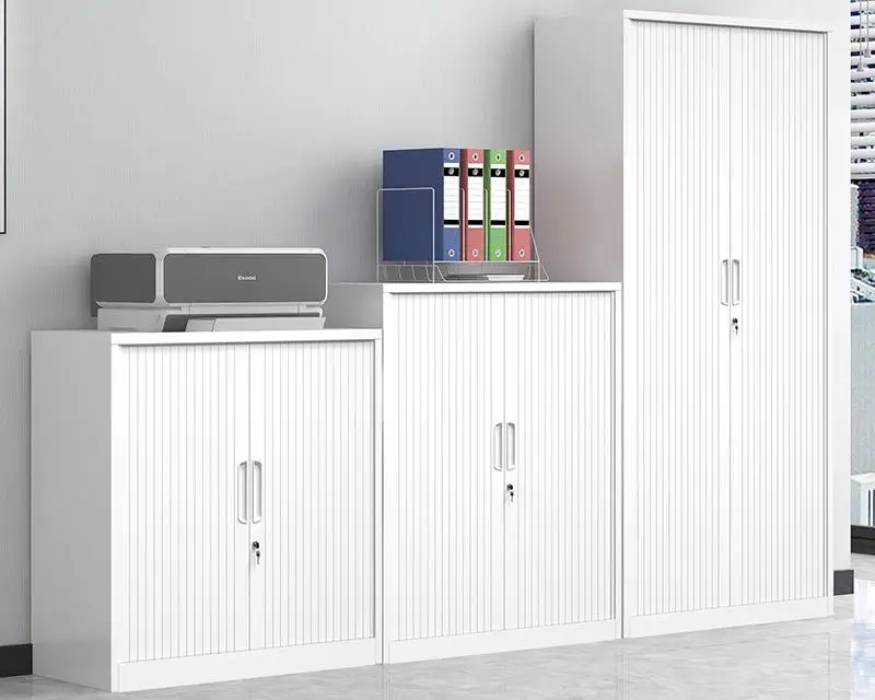 Shelf Cupboard Luxury Metal File Storage Cabinet Roller Tambour Door Shutter Steel Use for Apartments Modern for Home Key Lock