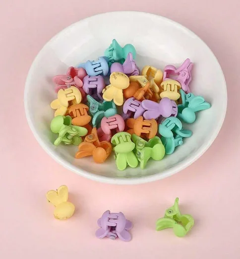 Cheap Hair Accessories 10pcs/set Mini Size Plastic Hair Claw Clip Colorful Multi Styles Flower Rabbit Crown Small Resin Hairgrip