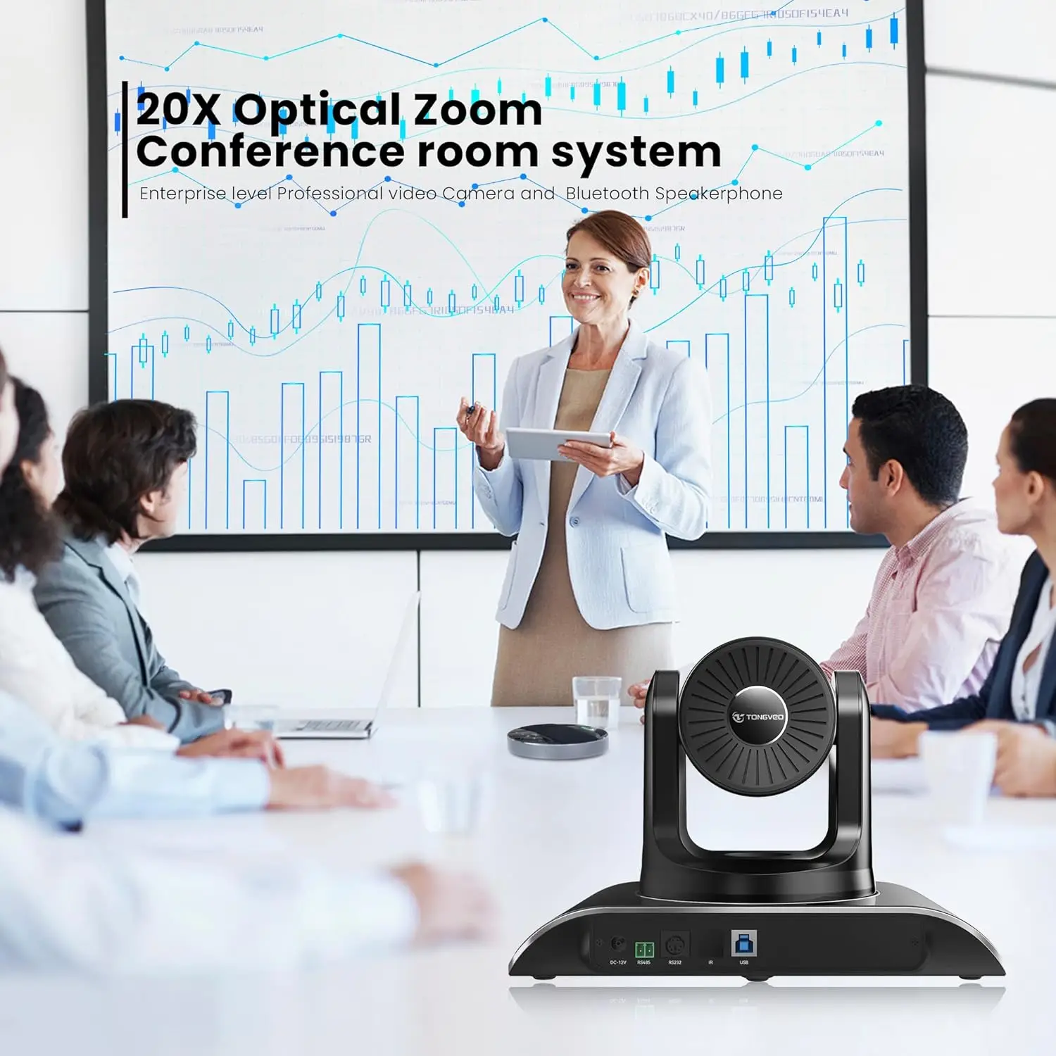 Online meeting live streaming System 20x Zoom PTZ Conference Cameras with USB blue tooth speakerphone
