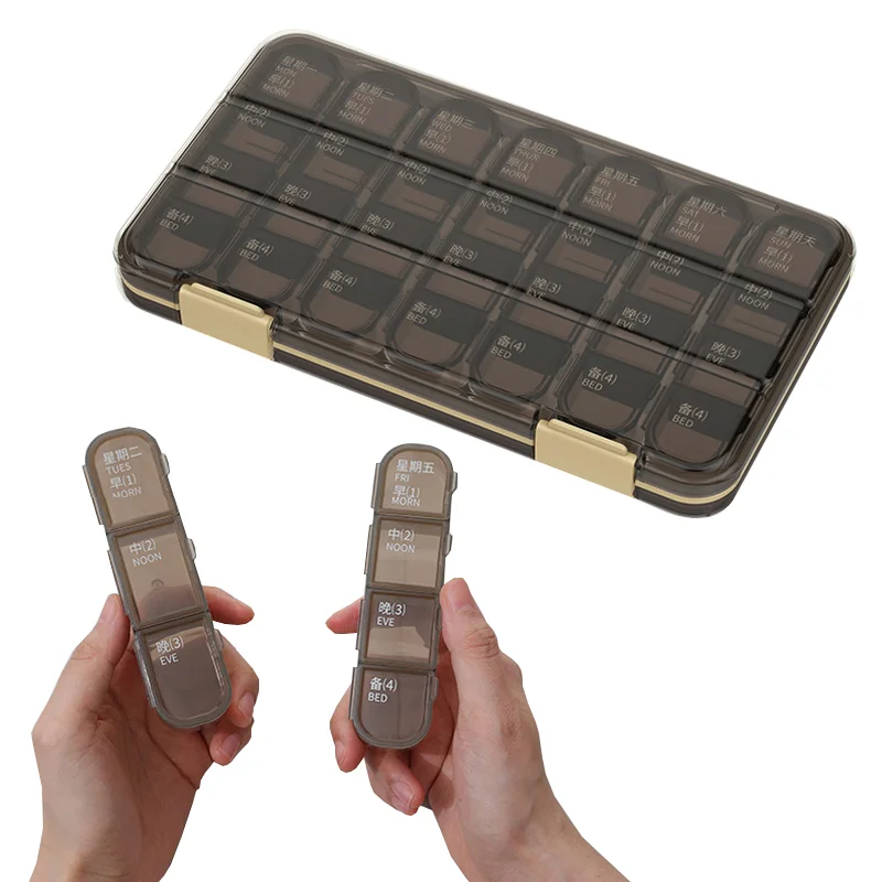 Weekly Pilll Box Large Capacity Medicine Dispenser 7 Day Tablet Organizer Storage Box Compartment Pill Case