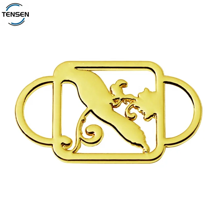 Custom hollow design underwear strap adjuster gold plated bra hardware metal buckle connectors with logo