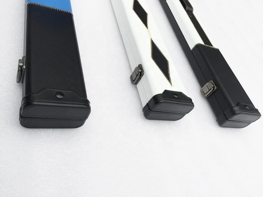 2 Compartment 86cm Slimline Leather Wooden Billiards Cue Case