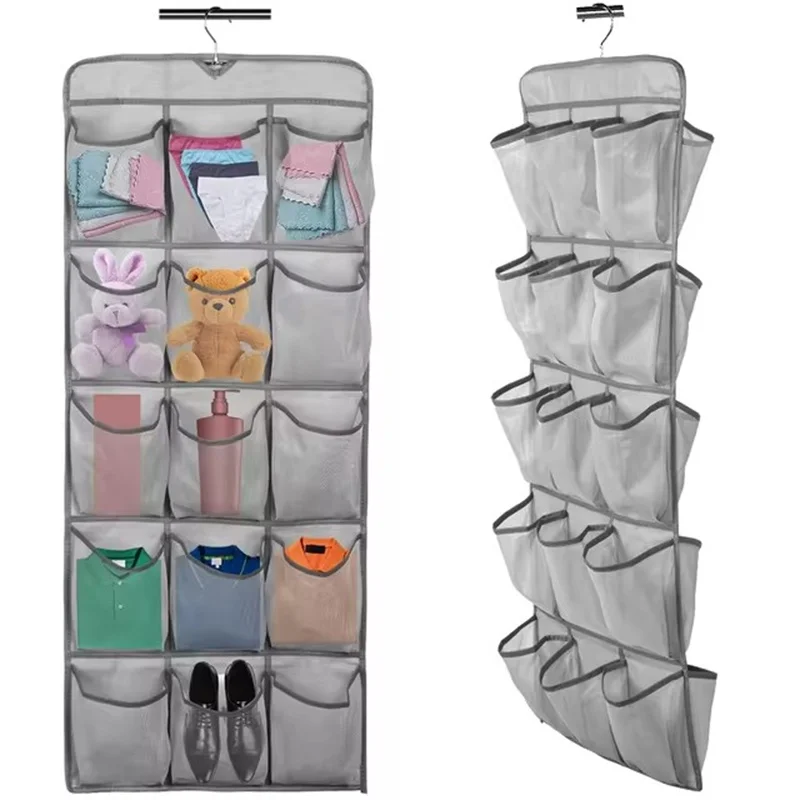Custom Hanging Shoe Storage Bag Double-Side Closet Organizer Space Saving Wardrobe Holder for Clothes Shoes Organizer Bag