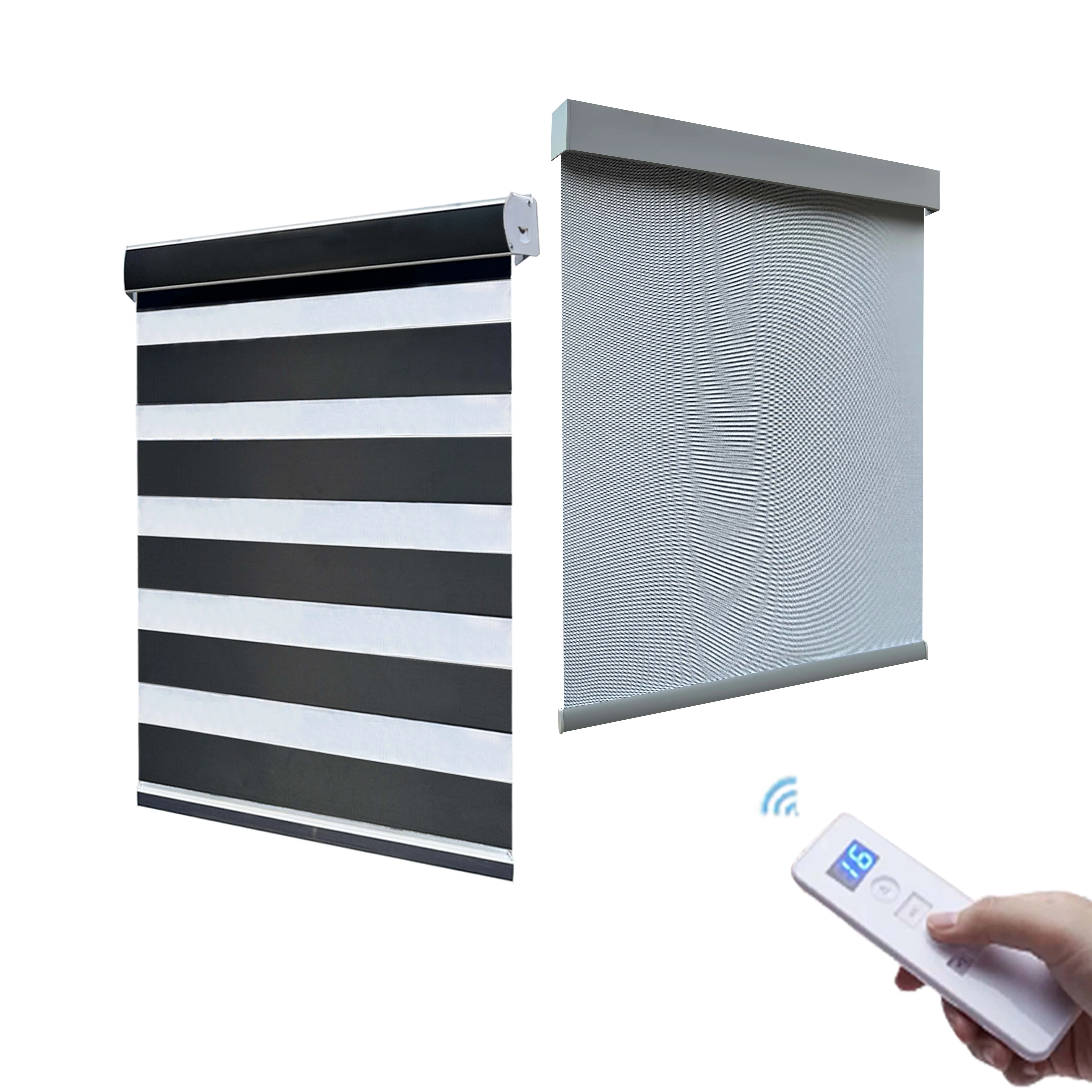 Customized dual sheer motorized automatic electric remote control roller shades blinds windows roller blinds