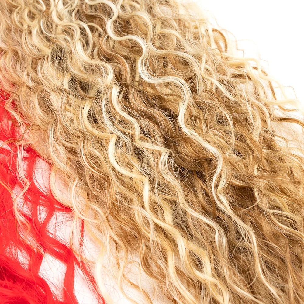 Noble long ponytail hair extensions head flower tied rope headdress brush honey elastic band curly synthetic bulk hair bundles