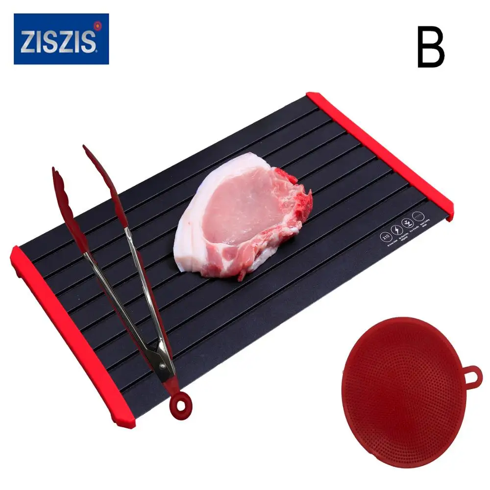 2021 New fast  thawing plate defrosting tray with silicone edge  for defrost frozen meat