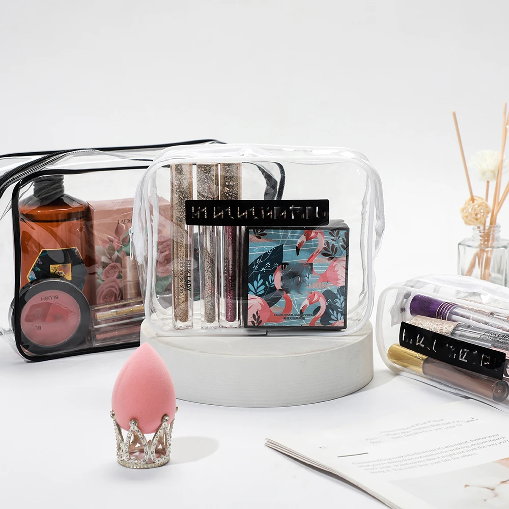 Waterproof Customized Pvc Fashion Clear Makeup Pouch Durable Zipper Pvc Cosmetic Bag