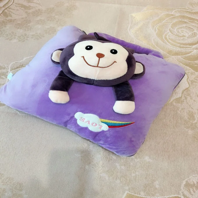 Cartoon flannel fleece pillow blanket that folds into pillow