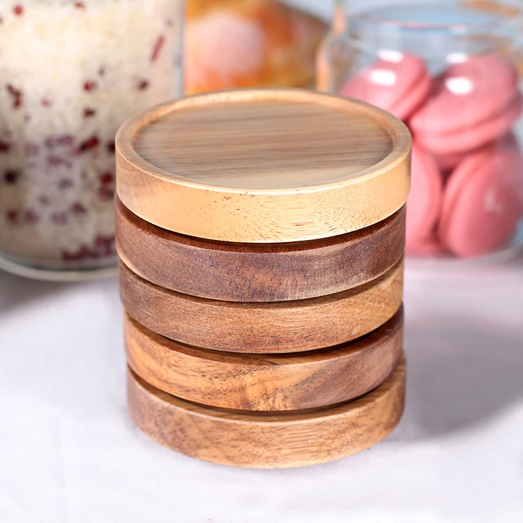 Airtight Smell Proof Glass Food Spice Storage Jars with Acacia Wood Lids Kitchen Containers