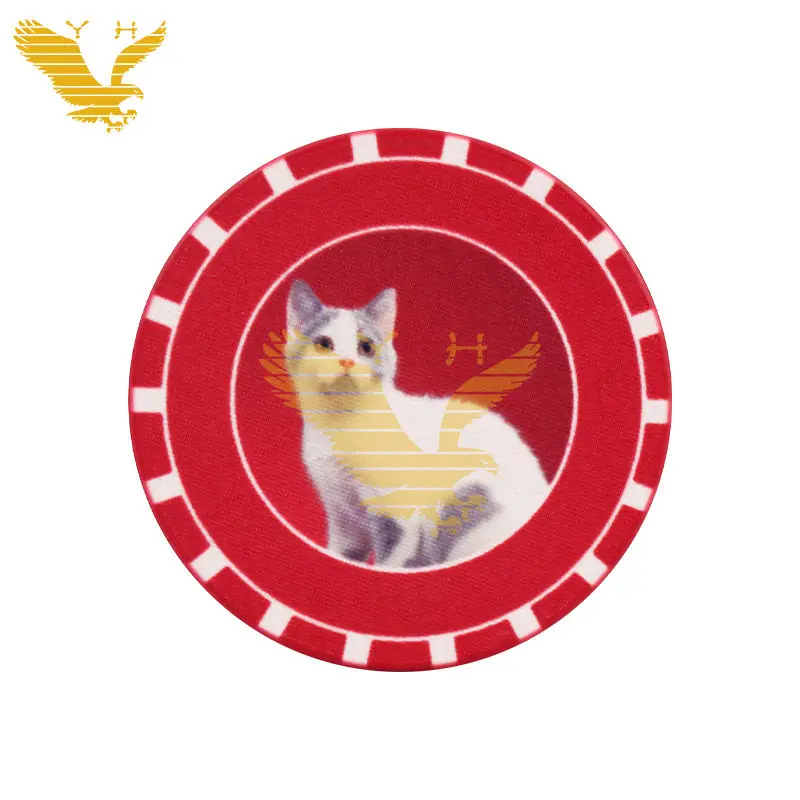 YH 100 Poker Chips Cute Cat Custom Ceramic Curved Poker Chips Set With Case