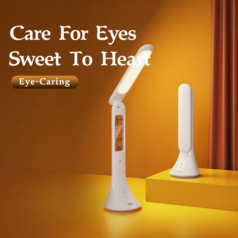 Remax RT-E510 Multi-function eye-caring table reading lamp With calendar Colored lights touch fold desk rechargeable table lamp