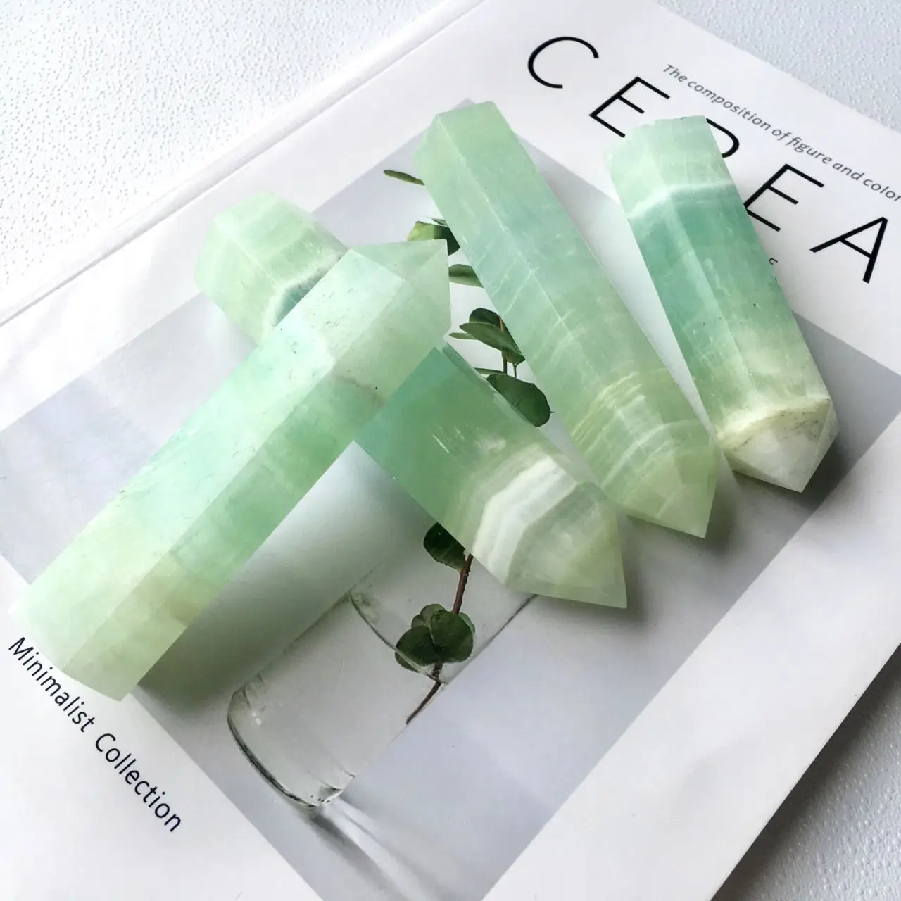 Natural Stone High Quality Green Caribbean Calcite Tower Crystal Point Healing Stone For Decoration