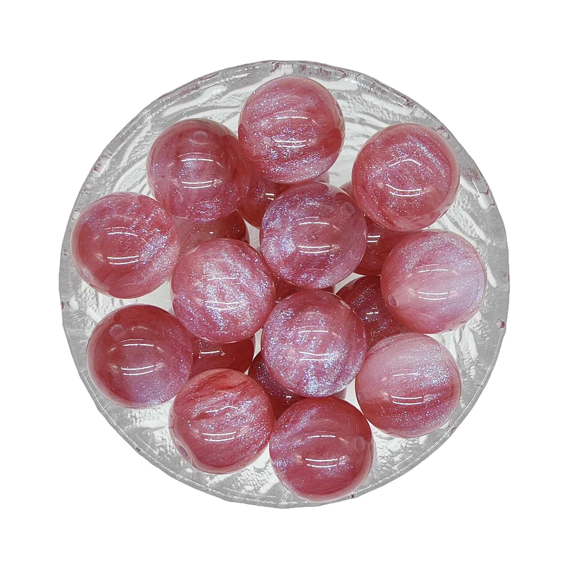 Bulk Wholesales Large Colorful 20mm Pearlescent Resin Shiny Glitter Beads Chunky Bubblegum Acrylic beads for Kids Jewelry Making