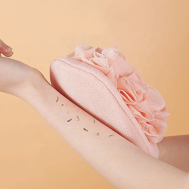 New design double sides bath gloves and massage bath sponge multi function exfoliating bath tool