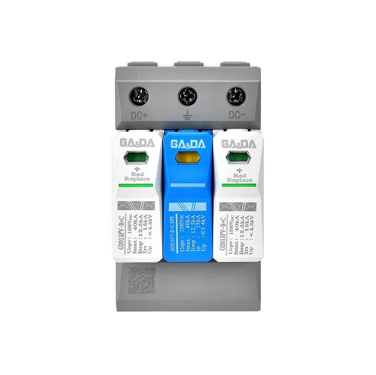 Gandian DC Discharge Current Surge Protector Lightning Arrester  1500V dc spd 3P surge protector