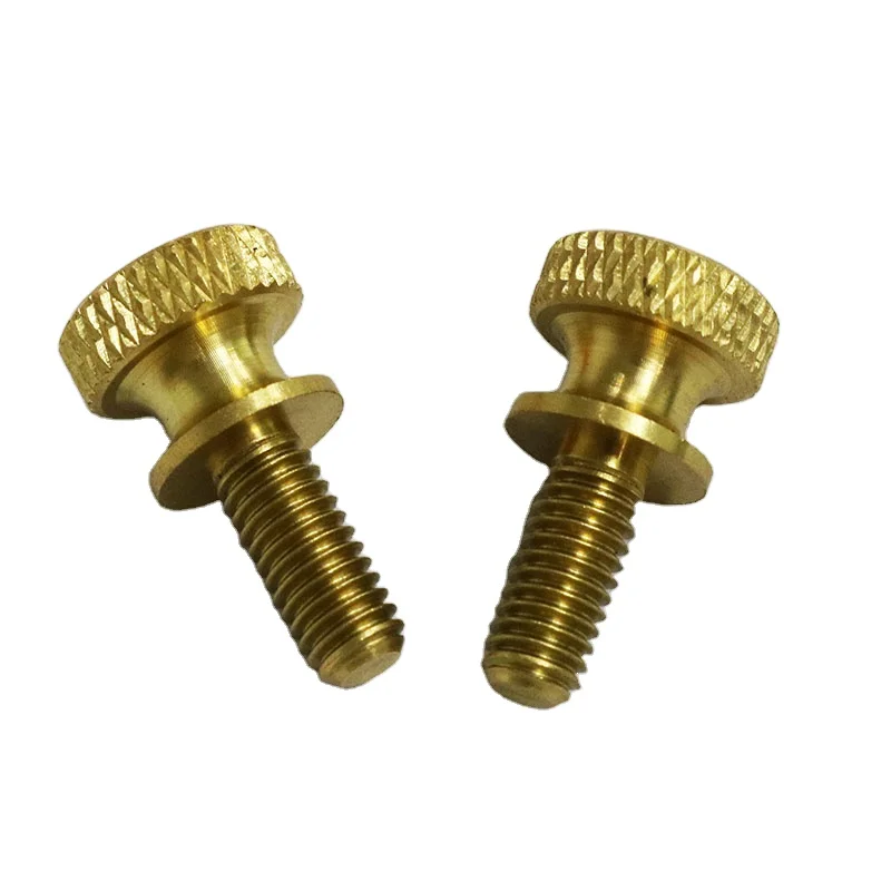 Manufacturer Customize Solid Brass Shoulder Screw 6-32 8-32 10-24 1/4-20 High Precision Diamond Knurled Head Thumb Screw