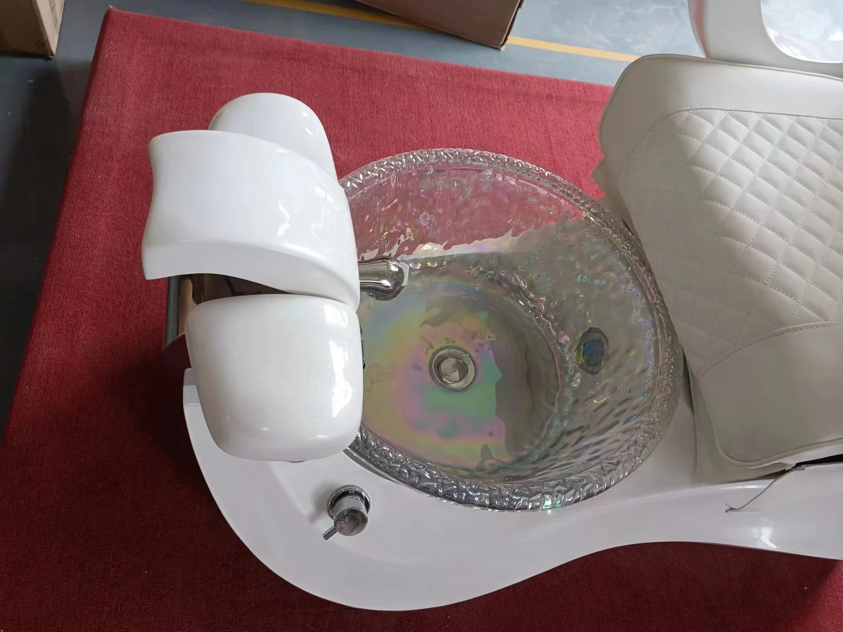 leather cover for  pedicure chairs custom with glass bowl adjustable foot bath simple pedicure chairs no plumbing