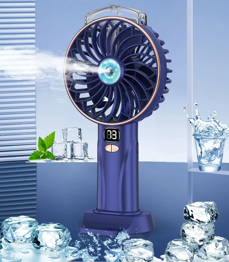 Hand held spray fan portable charging desktop office small fan Digital display screen mini fan